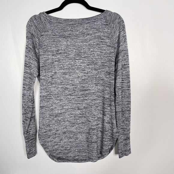 Athleta XSmall XS Spacedye Gray Heather Pose Long Sleeve Scoop Neck Top Modal - Picture 2 of 7